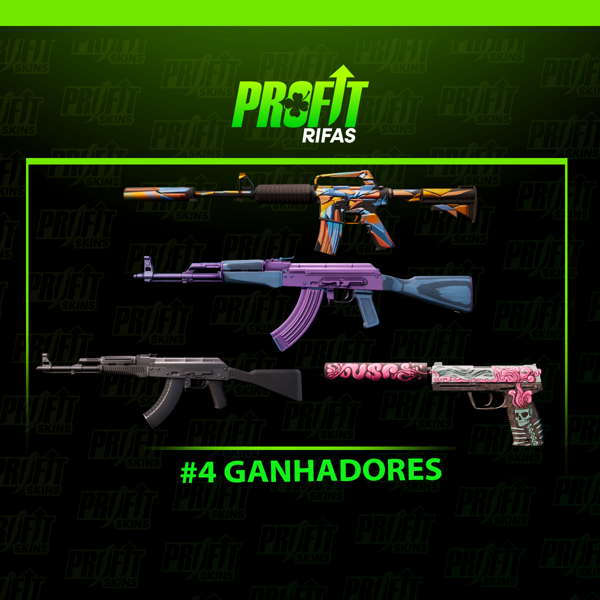 #4 GANHADORES | M4S + 2XAK + USP  🍀